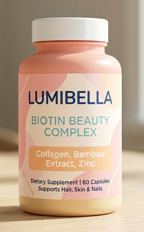 LUMIBELLA product bottle illustration in soft minimal style